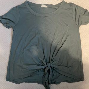 Jade green tie front shirt